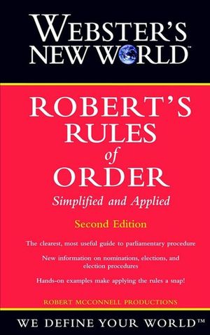 Buy Webster's New World Robert's Rules of Order Simplified And Applied at Amazon